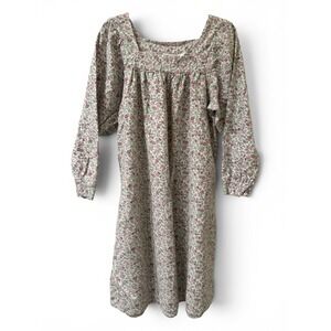 Vermont Country Store Womens Medium Pink Floral Cotton Flannel Nightgown Pockets